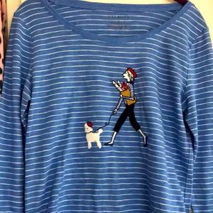 Talbots NWT XS Tee with French Woman walking dog.